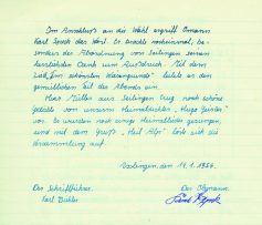 Ausklank der Gründungsversammlung im Orginal aus dem Protokollbuch vom 14. Januar 1956